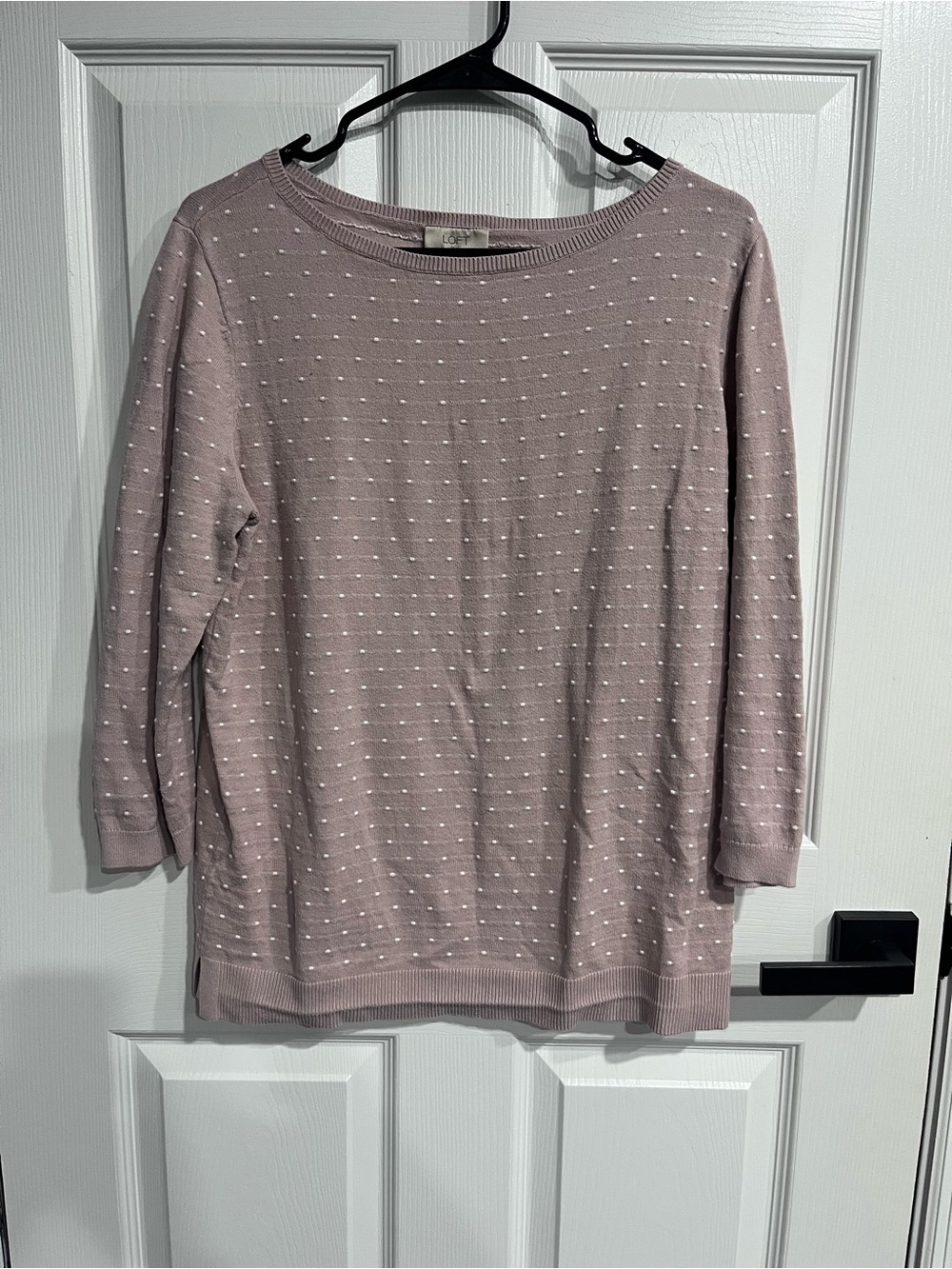 LOFT Outlet Women’s Large Mauve Pink Polka Dot Knit Sweater